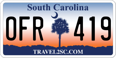 SC license plate OFR419