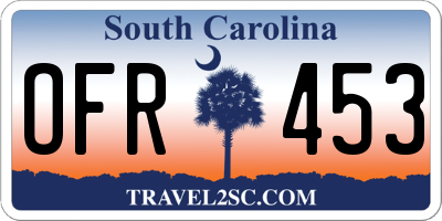 SC license plate OFR453