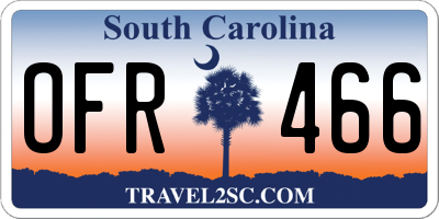SC license plate OFR466