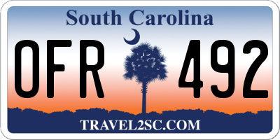 SC license plate OFR492
