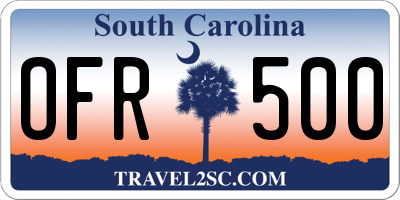 SC license plate OFR500