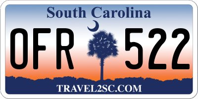 SC license plate OFR522