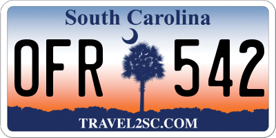 SC license plate OFR542