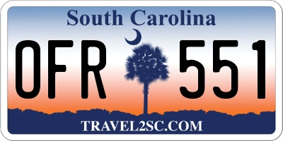 SC license plate OFR551