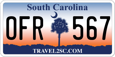 SC license plate OFR567
