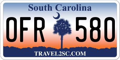 SC license plate OFR580