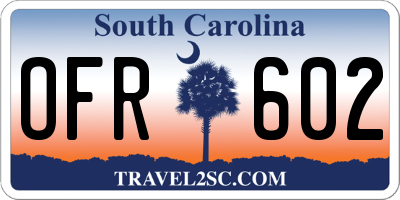SC license plate OFR602