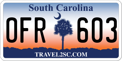 SC license plate OFR603
