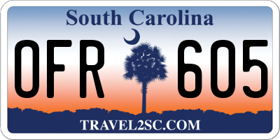SC license plate OFR605