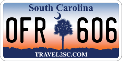 SC license plate OFR606