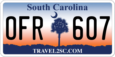 SC license plate OFR607