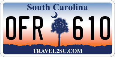 SC license plate OFR610
