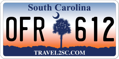 SC license plate OFR612