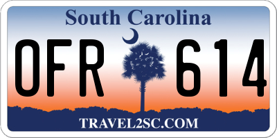 SC license plate OFR614