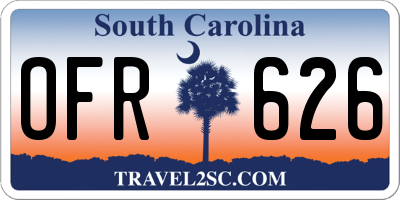 SC license plate OFR626