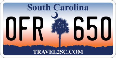 SC license plate OFR650