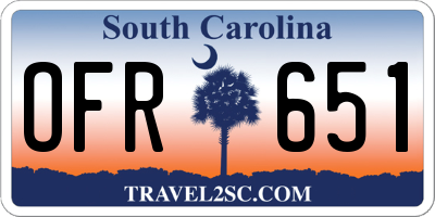 SC license plate OFR651