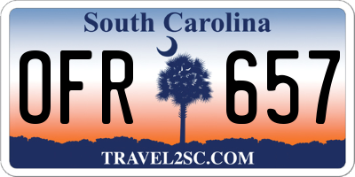 SC license plate OFR657