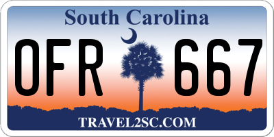 SC license plate OFR667