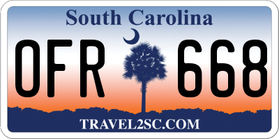 SC license plate OFR668