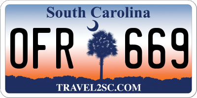 SC license plate OFR669