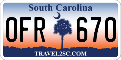 SC license plate OFR670