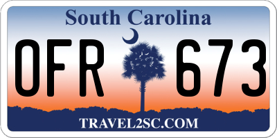 SC license plate OFR673