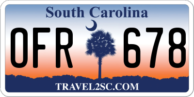 SC license plate OFR678