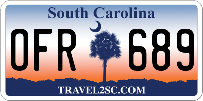 SC license plate OFR689