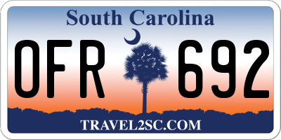 SC license plate OFR692