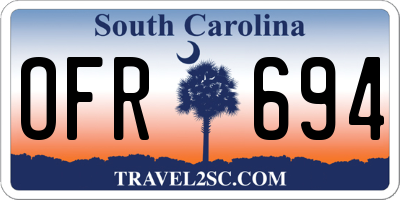 SC license plate OFR694