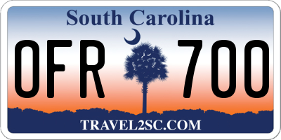 SC license plate OFR700