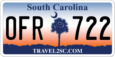 SC license plate OFR722