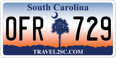 SC license plate OFR729