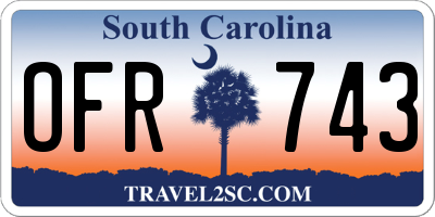 SC license plate OFR743