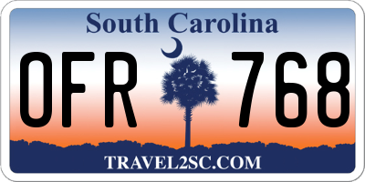 SC license plate OFR768