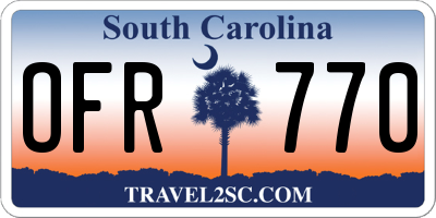 SC license plate OFR770