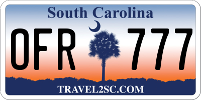 SC license plate OFR777