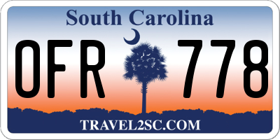 SC license plate OFR778