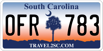 SC license plate OFR783