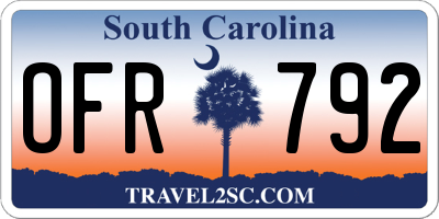 SC license plate OFR792