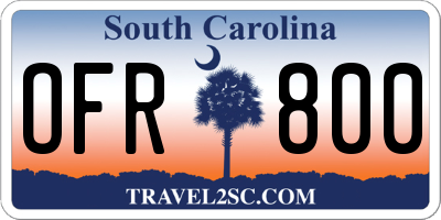 SC license plate OFR800