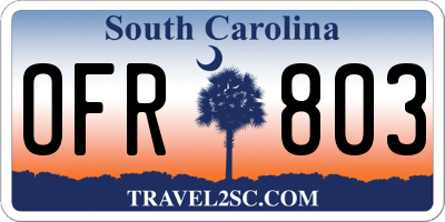 SC license plate OFR803