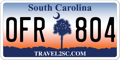 SC license plate OFR804