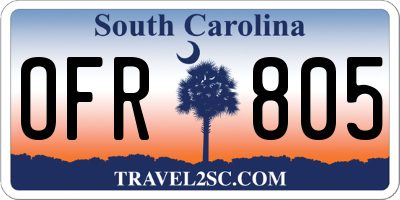 SC license plate OFR805