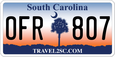 SC license plate OFR807