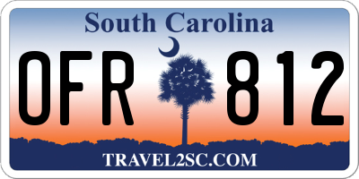 SC license plate OFR812