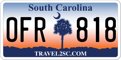 SC license plate OFR818