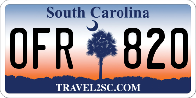 SC license plate OFR820