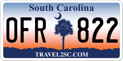 SC license plate OFR822